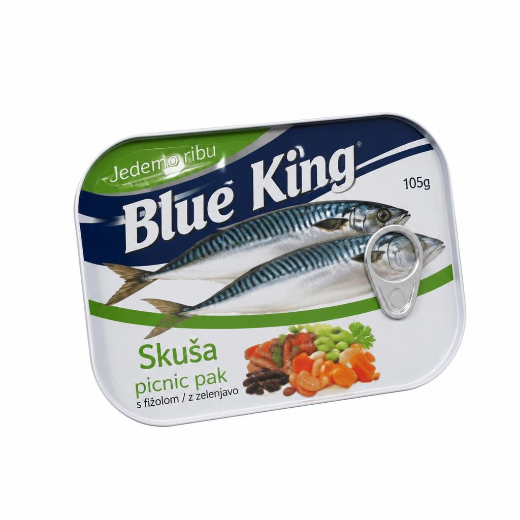 Blue King Skuša s fižolom / z zelenjavo 105 g - Akcija v trgovini Eurospin