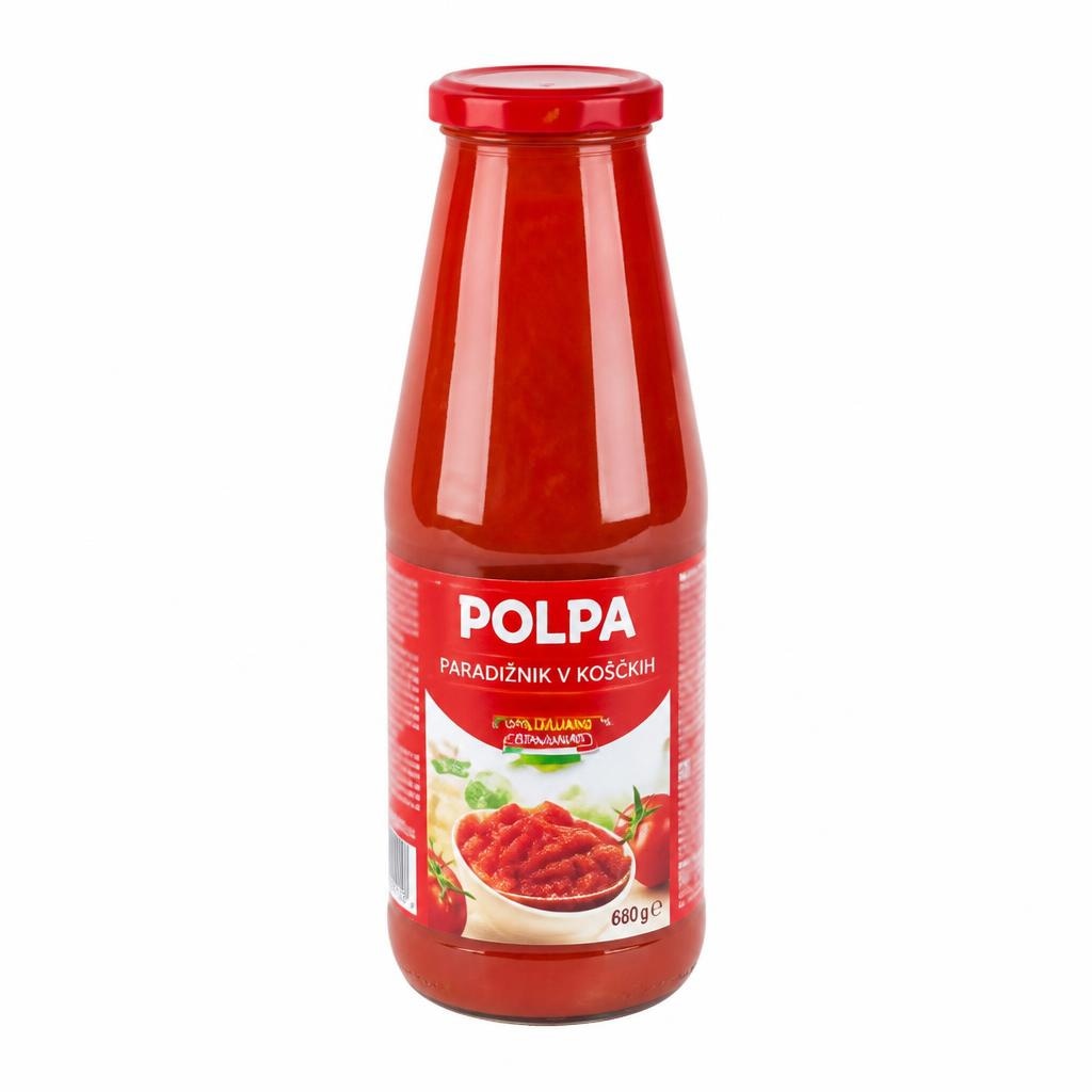 Polpa paradižnik v koščkih 680 g Akcija v trgovini Eurospin