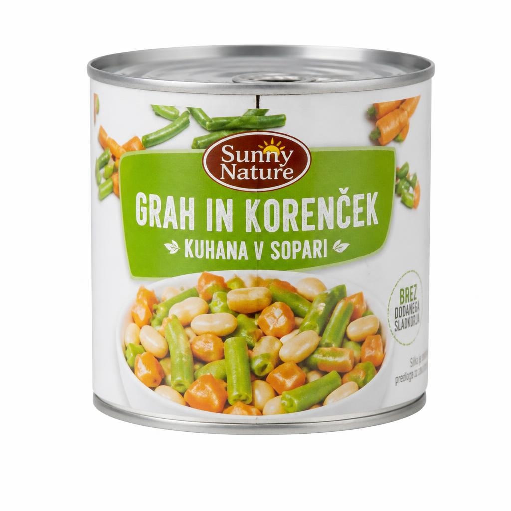 Sunny Nature grah in korenček kuhana v sopari 450 g Akcija v trgovini Eurospin