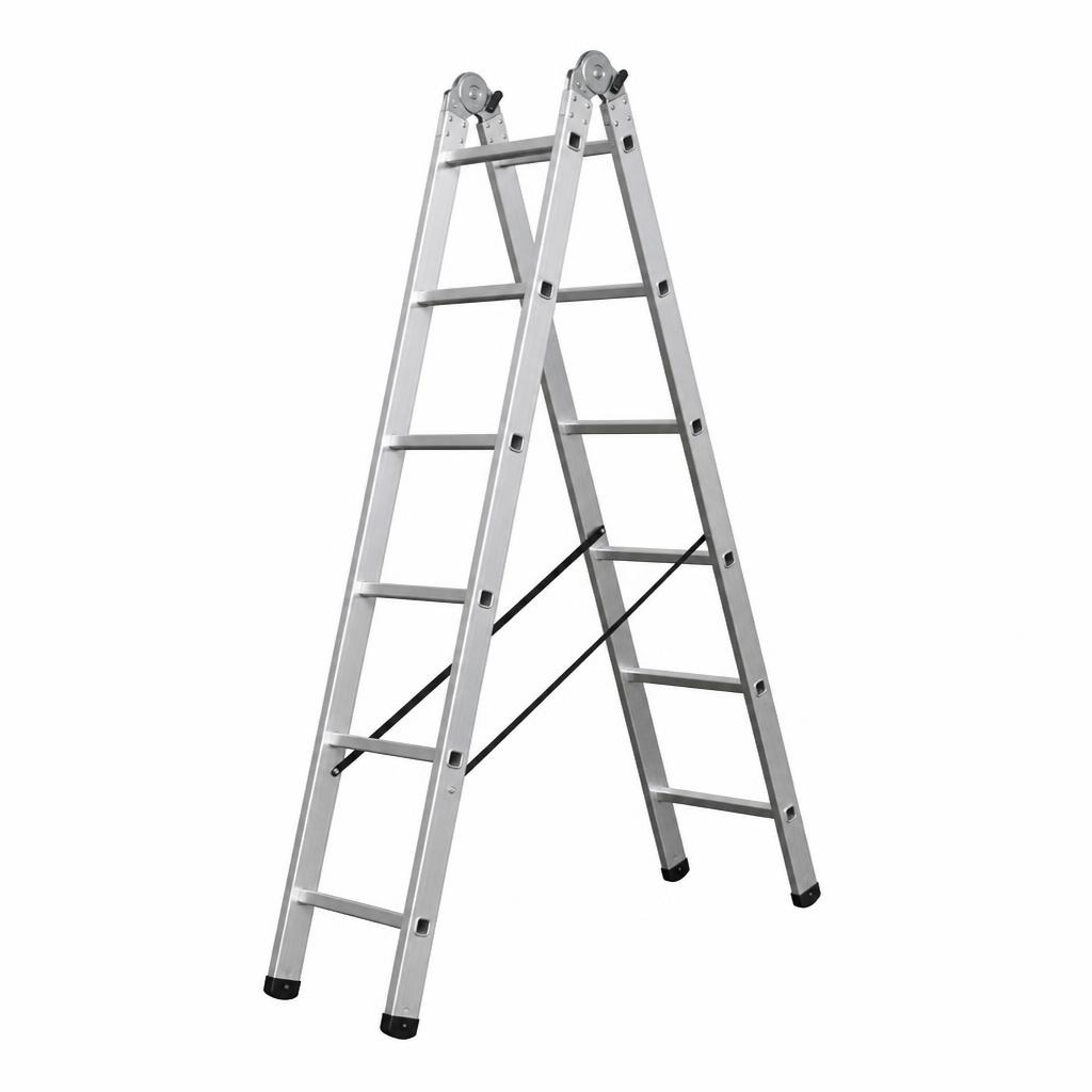 Večnamenska aluminijasta lestev 3 x 9 prečk, delovna višina 6,2 m KRAUSE Akcija v trgovini Bauhaus