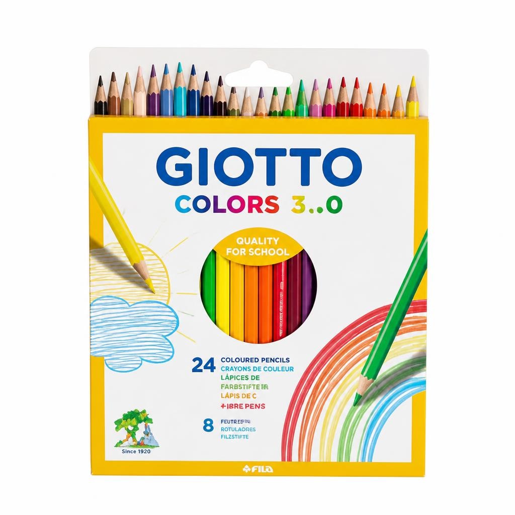 Komplet 24 barvic Giotto / 8 označevalnikov Akcija v trgovini Eurospin
