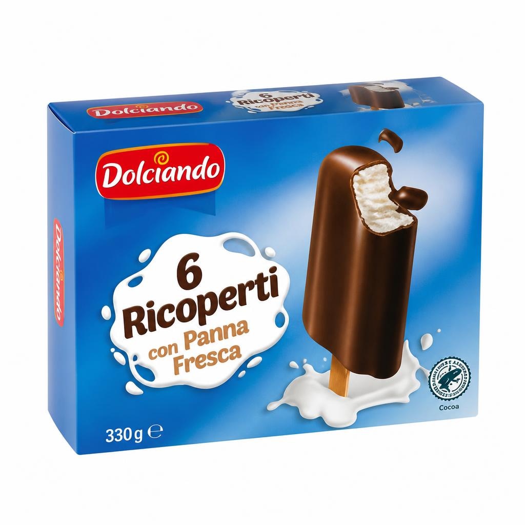 Dolciando Sladoledne lučke s čokoladnim prelivom 330 g - Akcija v trgovini Eurospin