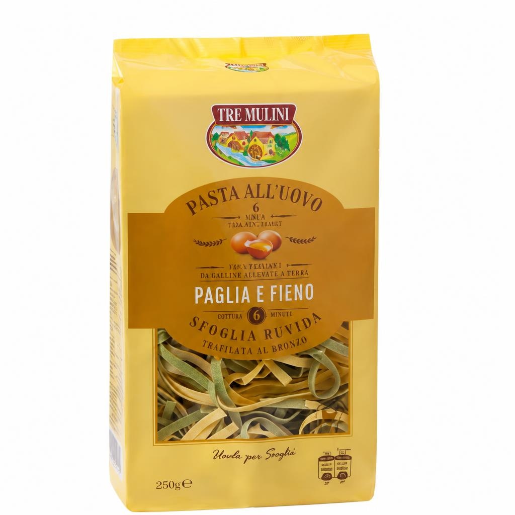 Jajčni dvobarvni rezanci 250 g TRE MULINI - Akcija u trgovini Eurospin