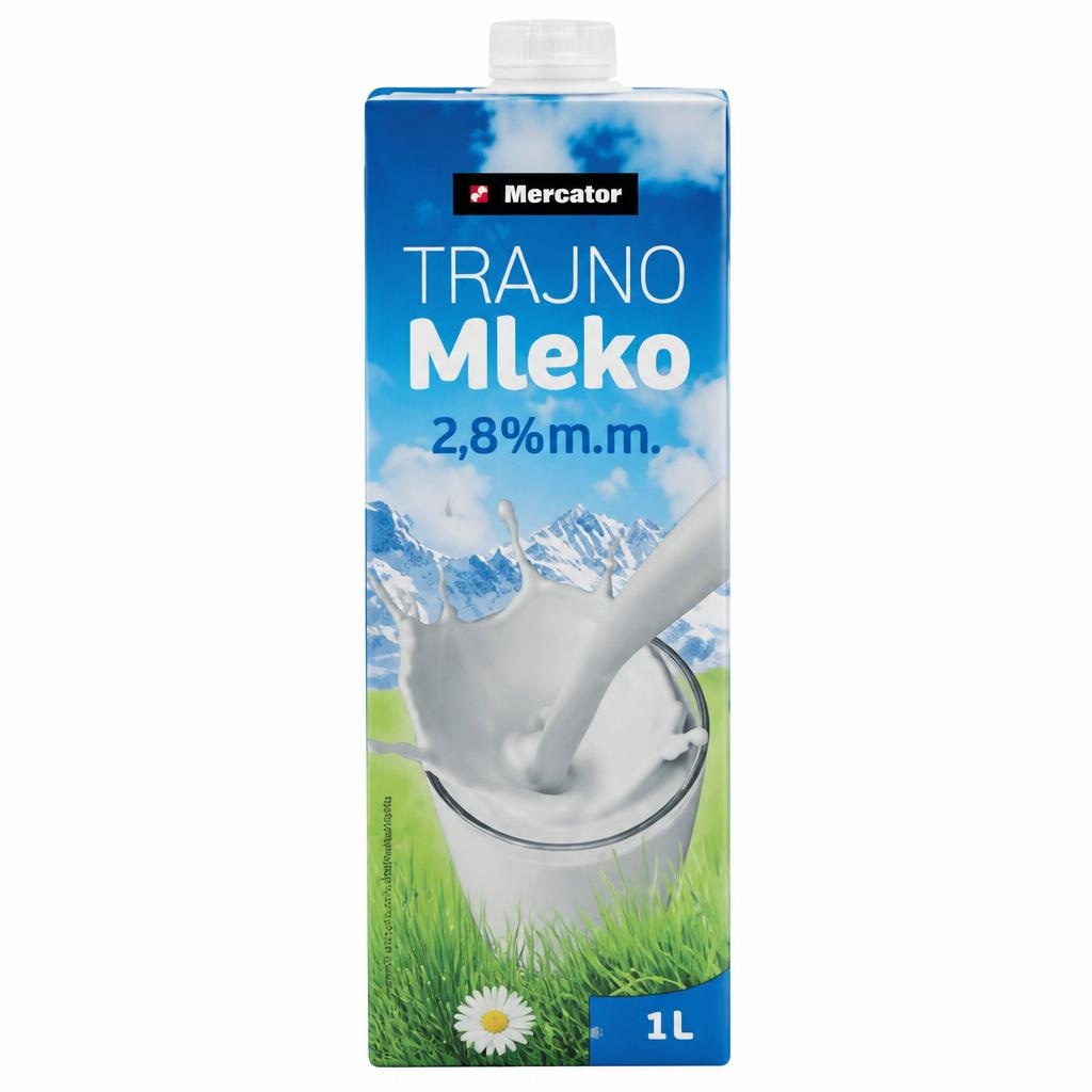 Trajno mleko Mercator 1L - Akcija v trgovini Mercator
