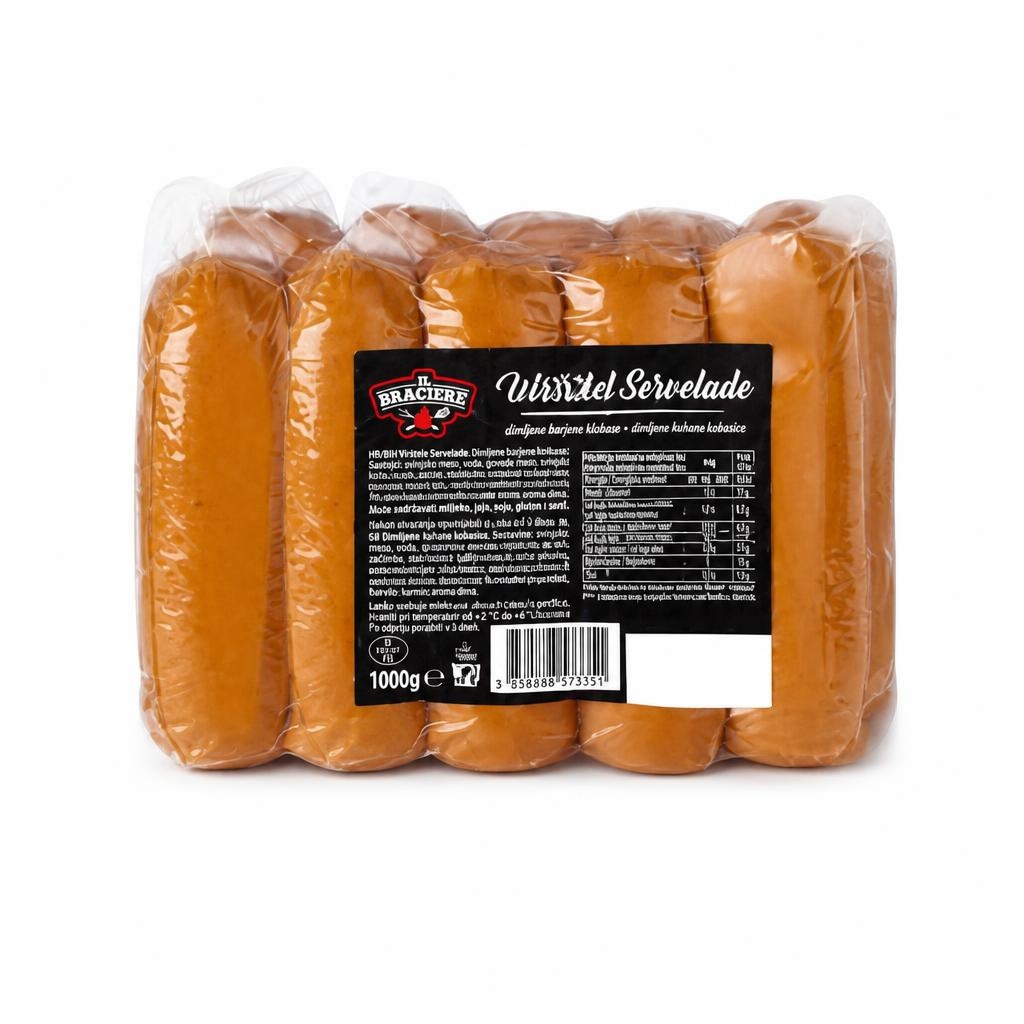 Dimljene barjene klobase servelade 1 kg Il Braciere - Akcija v trgovini Eurospin