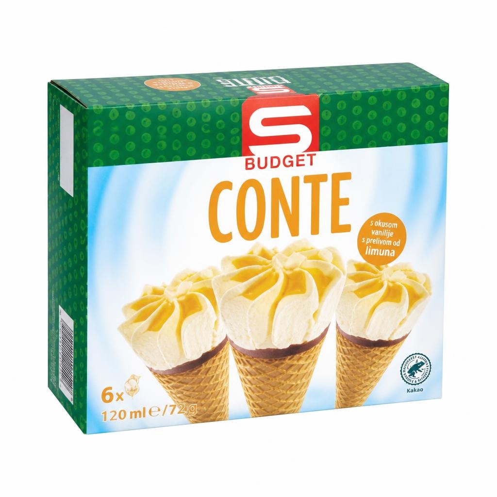 Sladoled Conte 6 x 120 ml S Budget Akcija v trgovini Spar