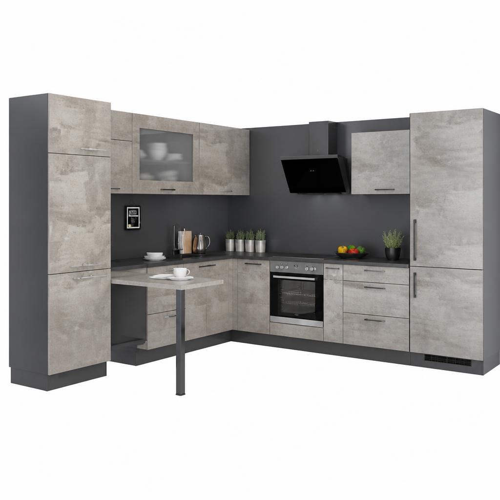 Trend factory kompletna kuhinja videz betona/antracit 290x300 cm Akcija v trgovini Dipo