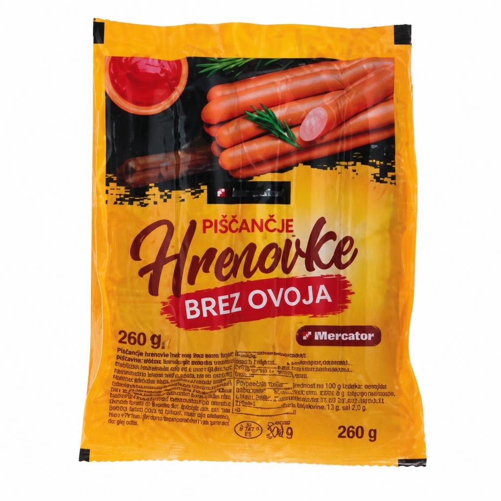 Piščančje hrenovke Mercator 200 g - Akcija v trgovini Mercator