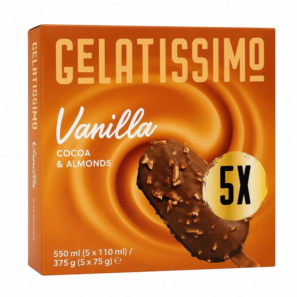 Sladoled Gelatissimo Vanilla 5 x 110 ml - Akcija v trgovini Mercator