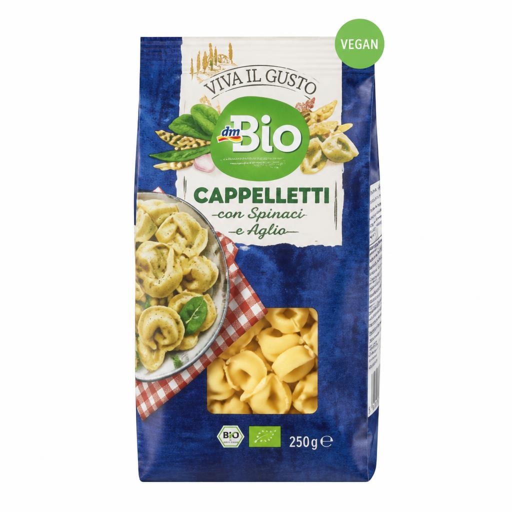 dmBio Cappelletti polnjene testenine s špinačo in česnom 250 g Akcija v trgovini Dm