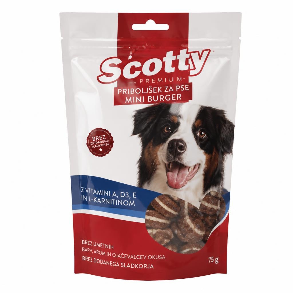 Scotty premium priboljšek za pse mini burger 75 g Akcija v trgovini Spar