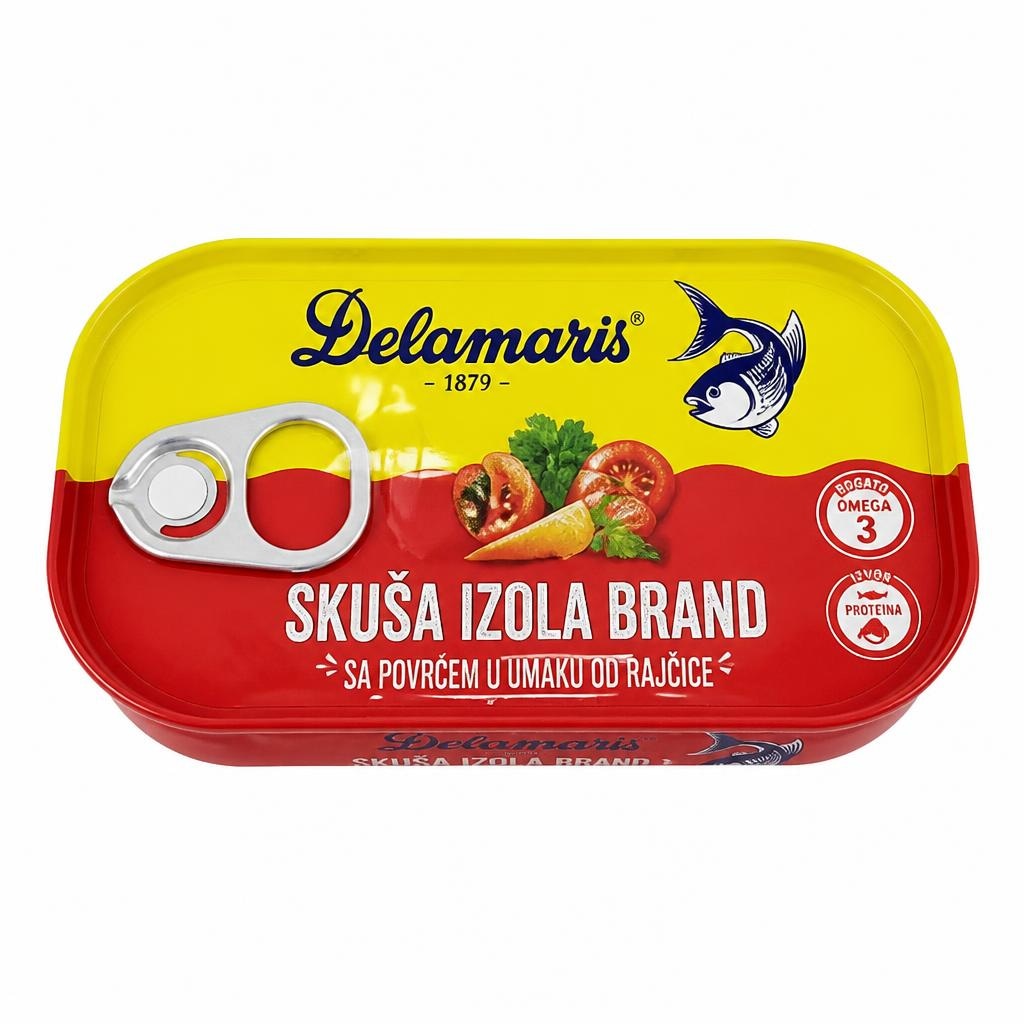 Skuša Izola Brand 125 g Delamaris Akcija v trgovini Tuš