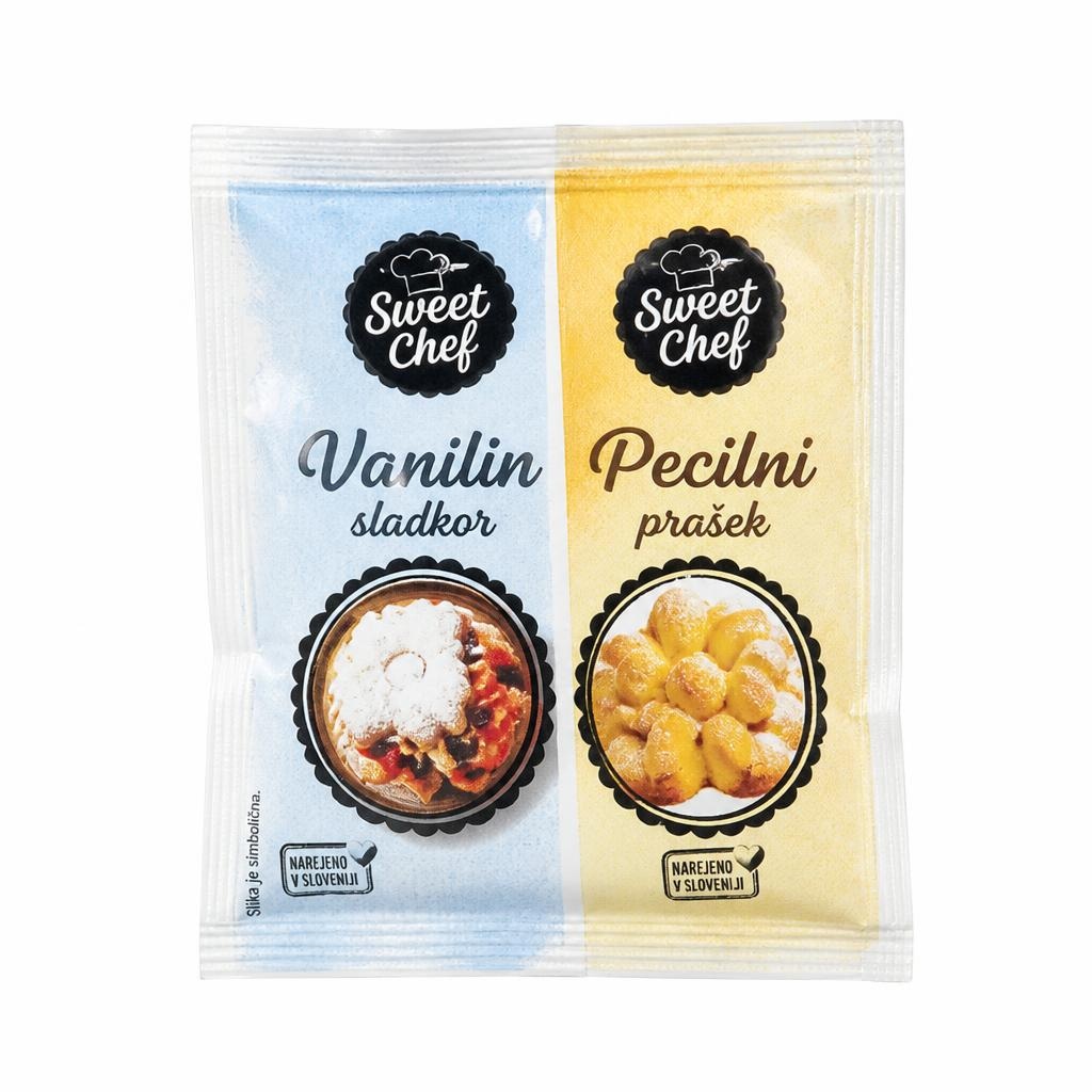 Vanilin sladkor Sweet Chef Mercator ali pecilni prašek 5/1 Akcija v trgovini Mercator
