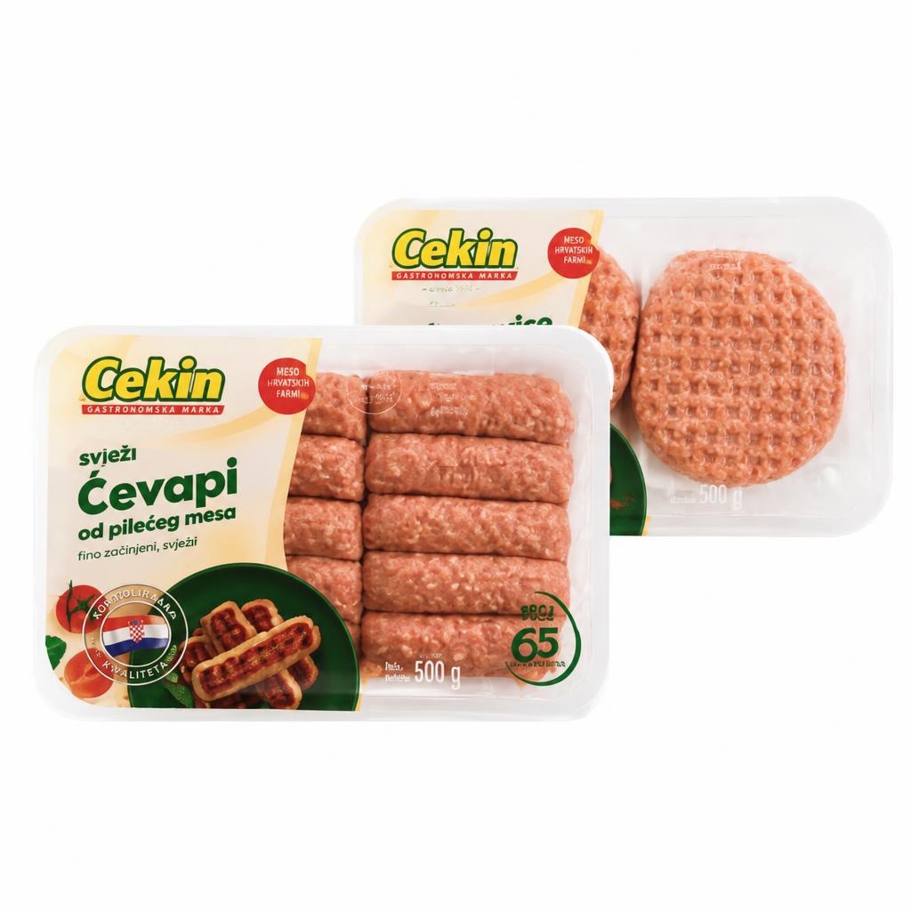 Piščančje pleskavice ali čevapčiči Cekin 400 g Akcija v trgovini Mercator