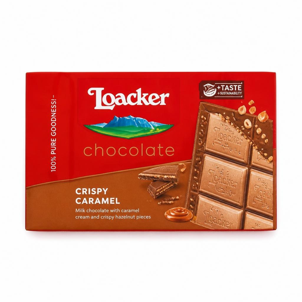 Loacker čokolada s karamelo in lešniki s hrustljavimi koščki 50 g Akcija v trgovini Regal Shop
