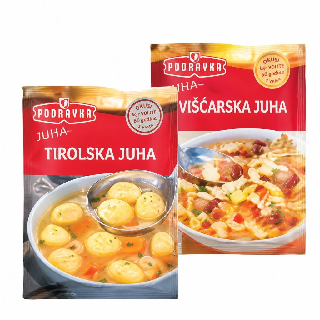 Juha Podravka 67 g, 54 g, 64 g Akcija v trgovini Tuš