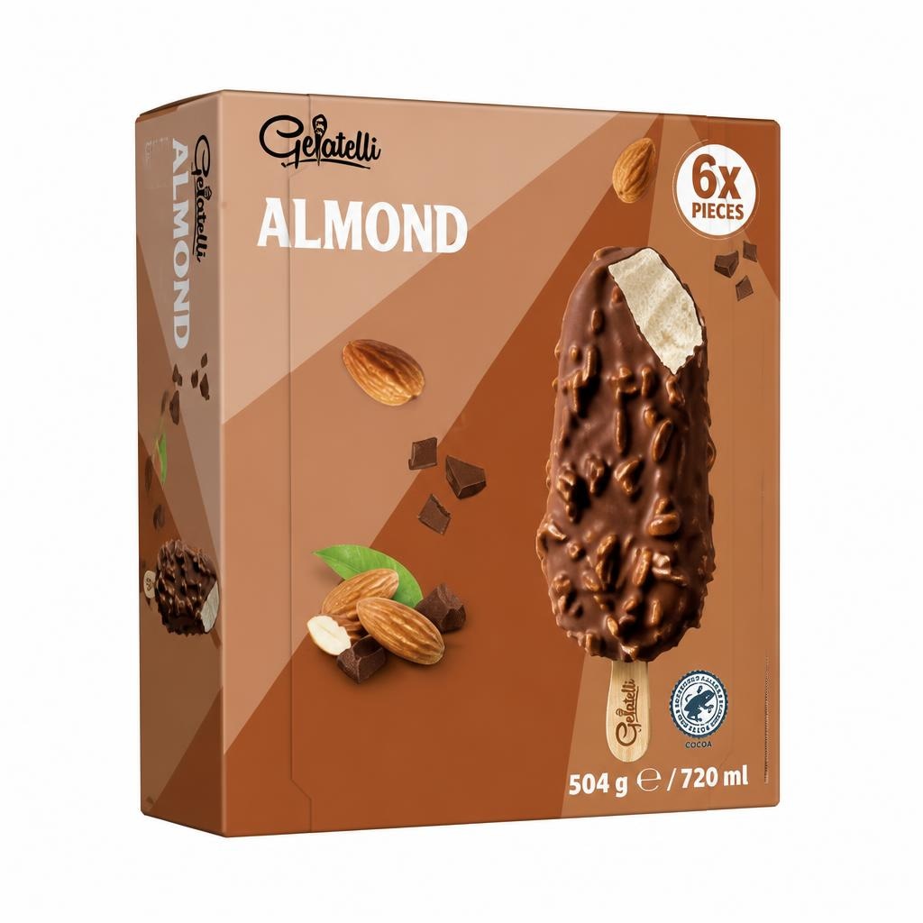 Kremni sladoled z mandlji 6 x 120 ml Gelatelli - Akcija u trgovini Lidl