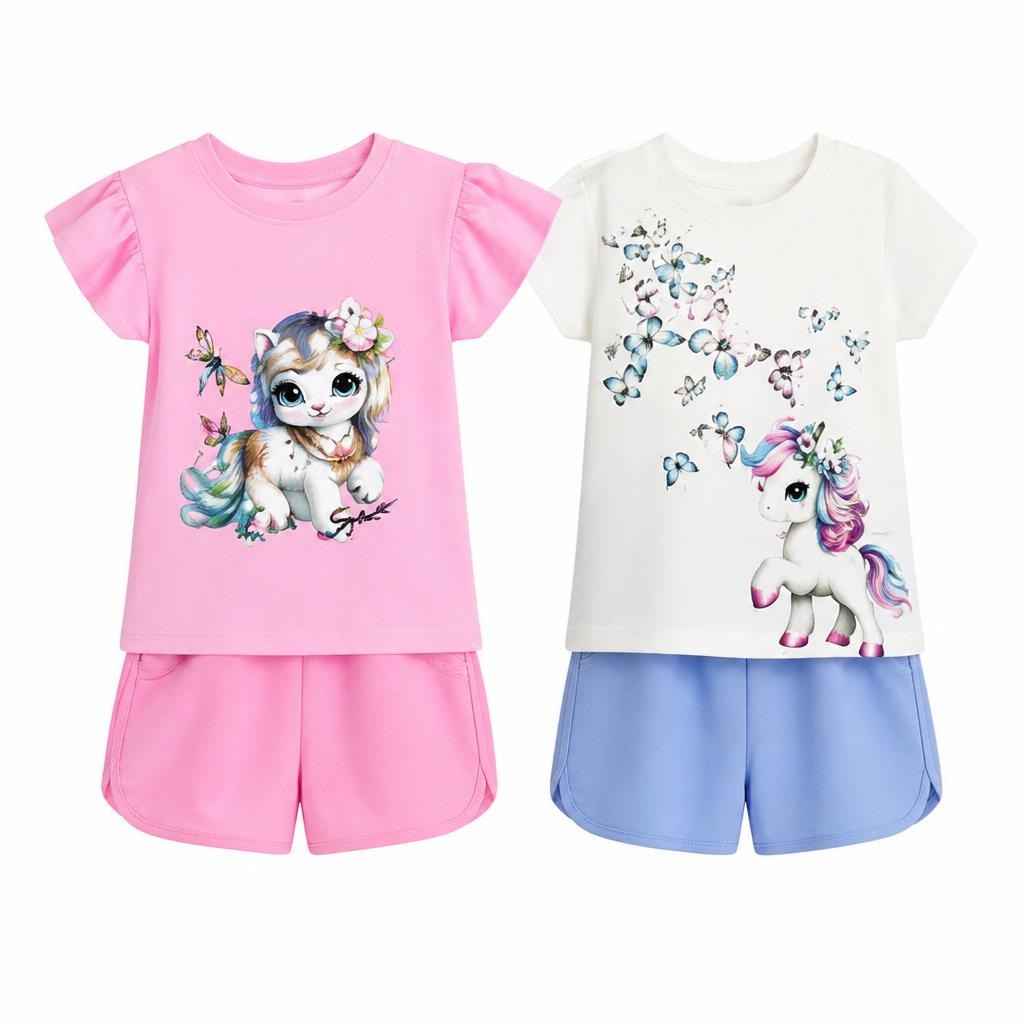 Dekliški komplet majica in kratke hlače od 3 do 6 let Akcija v trgovini E.Leclerc