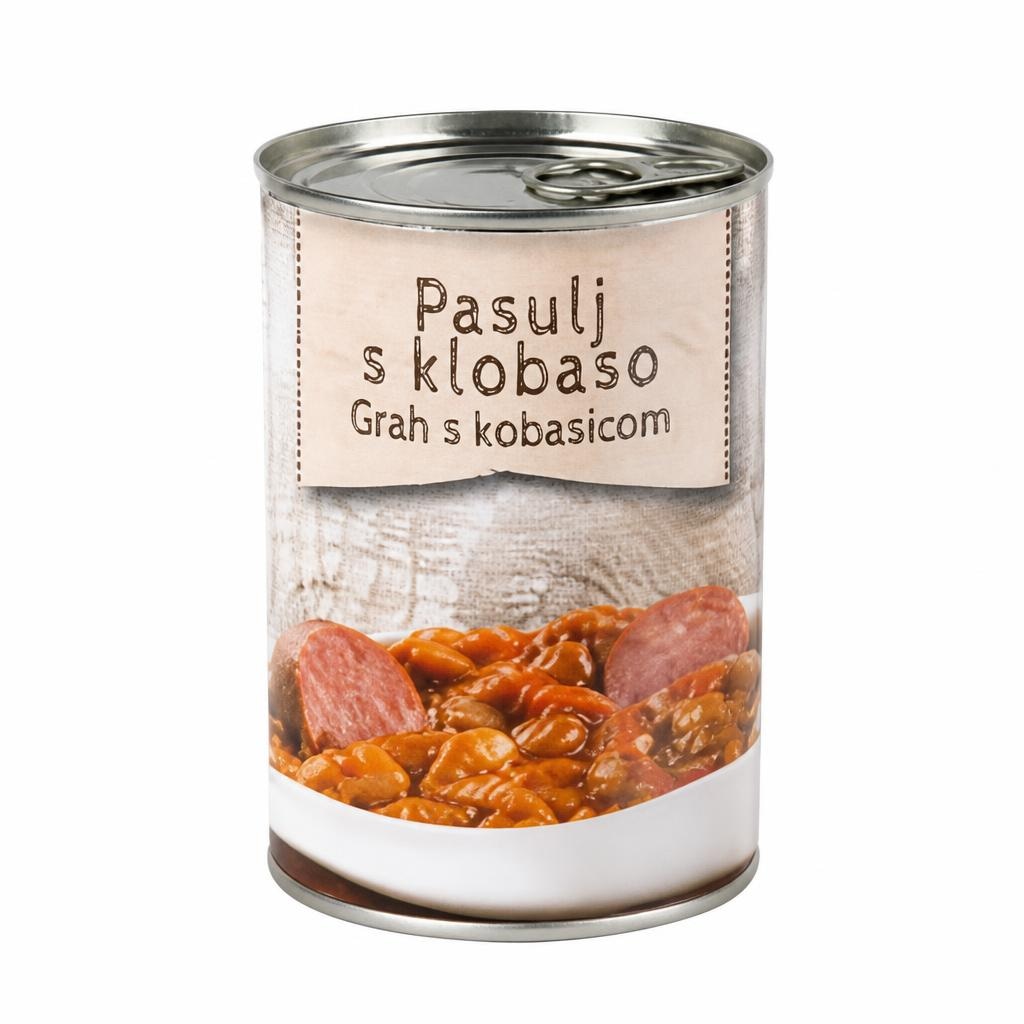 Pasulj s klobaso 415 g - Akcija v trgovini Eurospin