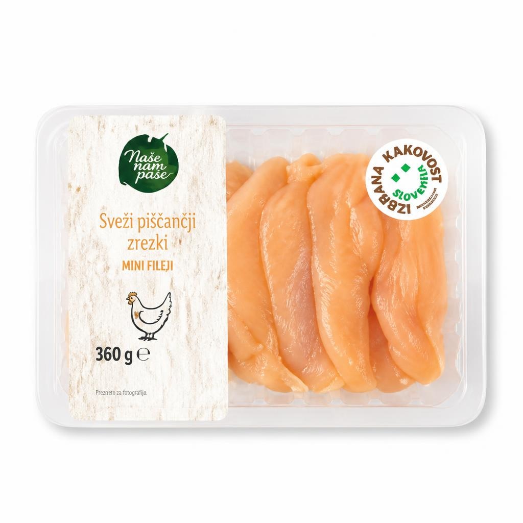 Naše nam paše sveži piščančji zrezki / mini fileji 360 g - Akcija v trgovini Lidl