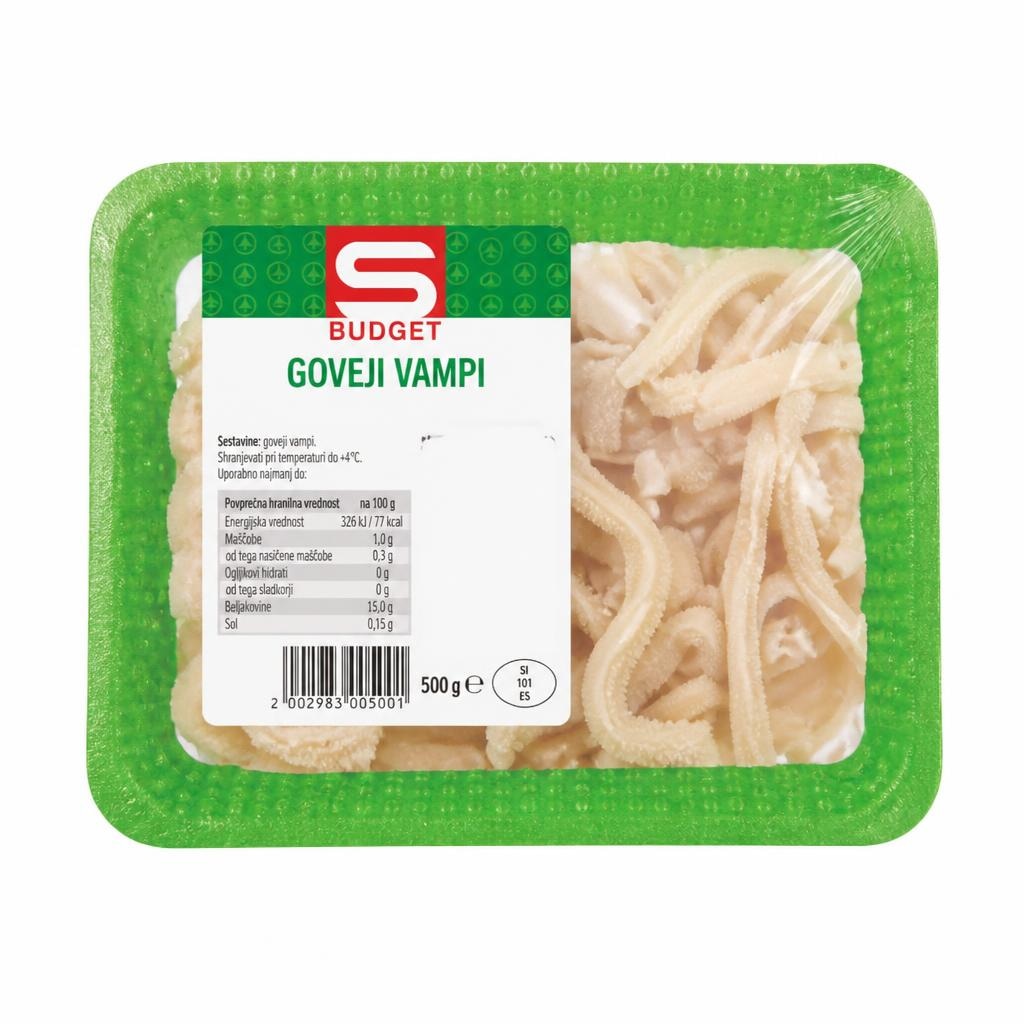 S Budget goveji vampi 500 g Akcija v trgovini Spar