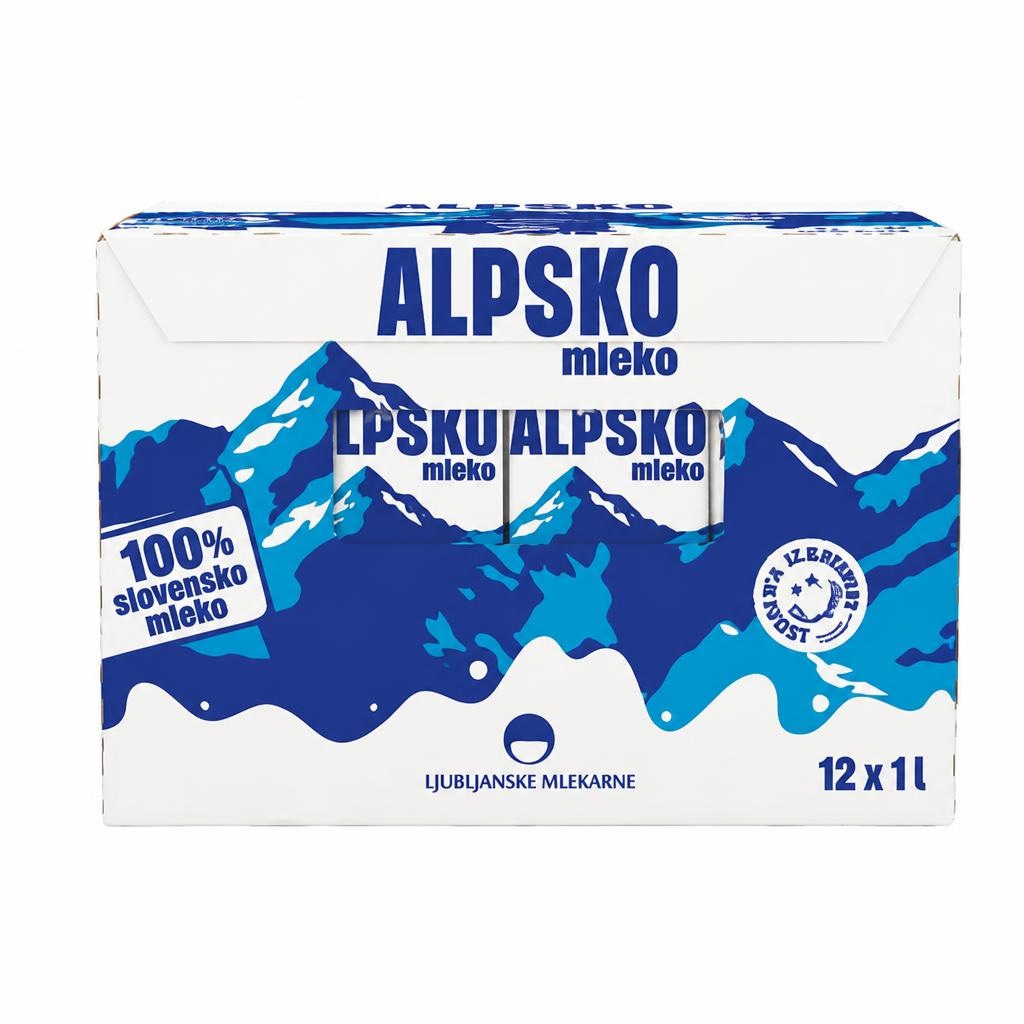 Alpsko mleko 12x 1 l Akcija v trgovini E.Leclerc