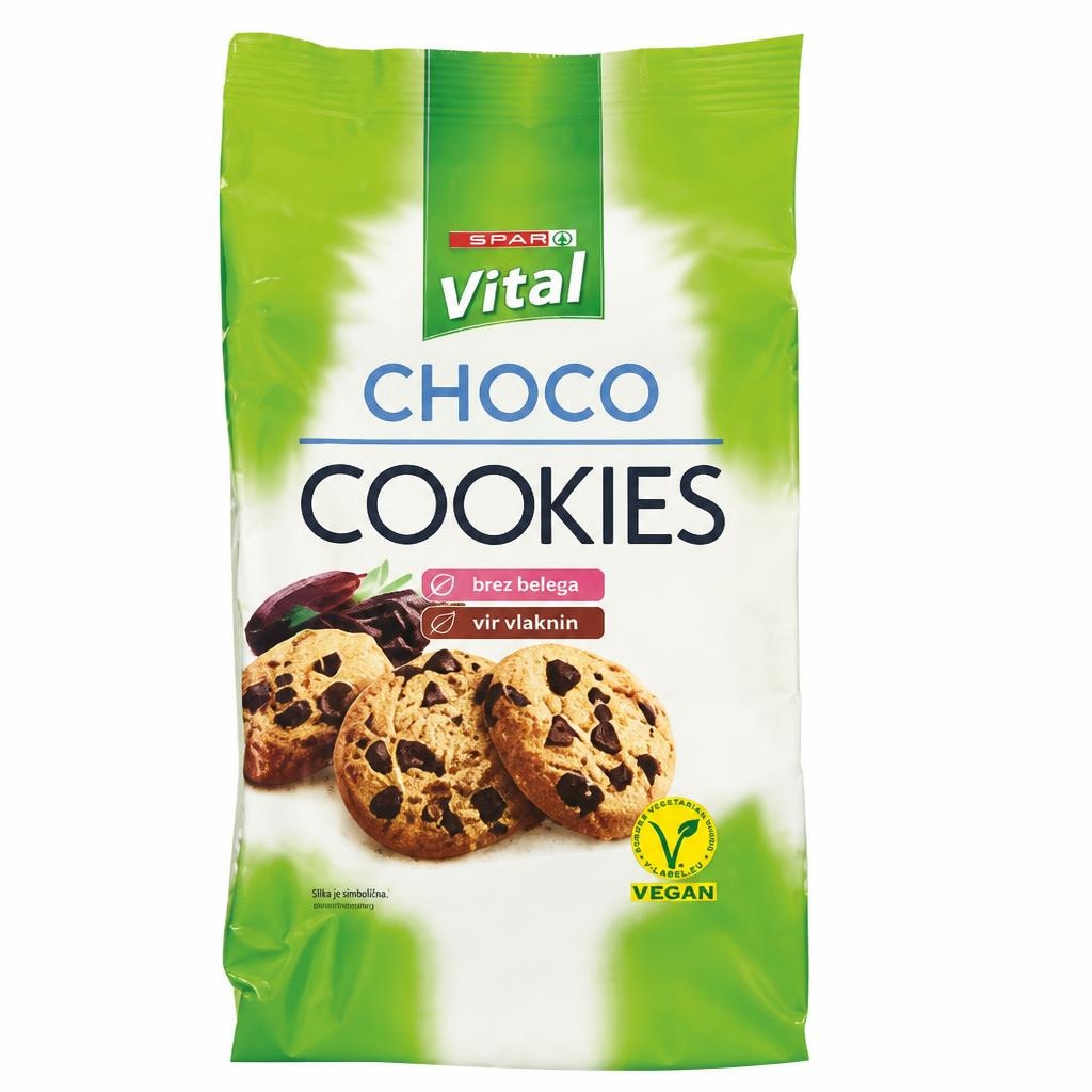 SPAR Vital polnozrnato čajno pecivo s koščki temne čokolade 200 g Akcija v trgovini Spar