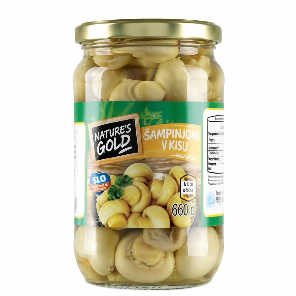 Nature's Gold Šampinjoni v kisu 660 g - Akcija v trgovini Hofer