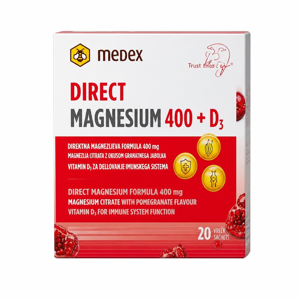 Medex Direkt Magnezij 400 + D3 20 vrečk - Akcija v trgovini E.Leclerc