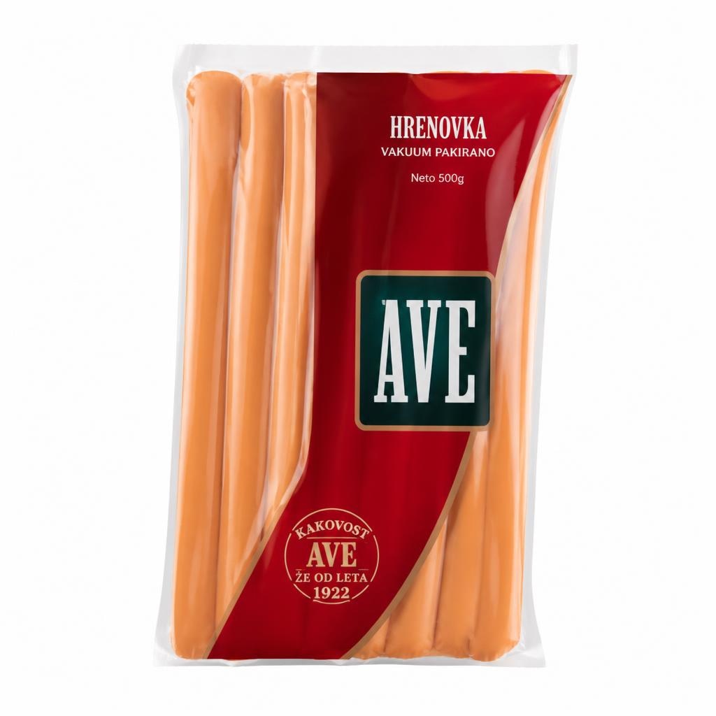 Pakirane hrenovke Ave Akcija v trgovini Mercator