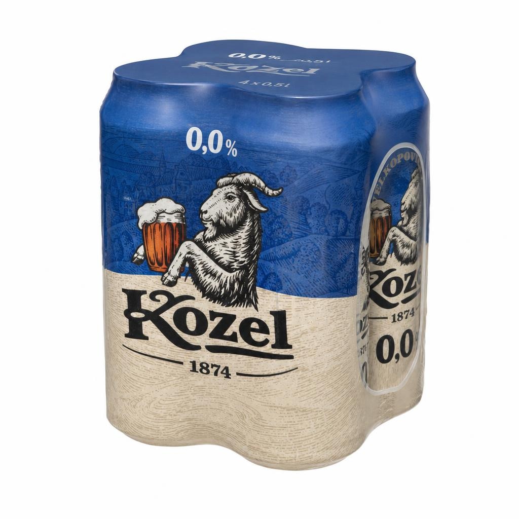 Pivo Kozel 0,0 % 4 x 0,5 l - Akcija v trgovini Tuš