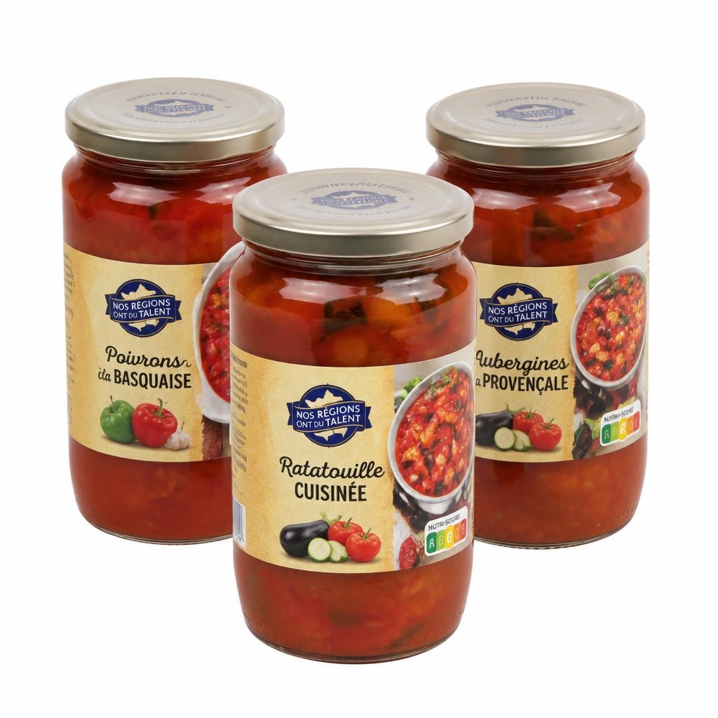 Pripravljena jed Ratatouille, paprika po baskovsko ali jajčevci po provansalsko 600 g ali 650 g Nos Régions Ont Du Talent - Akcija v trgovini E.Leclerc