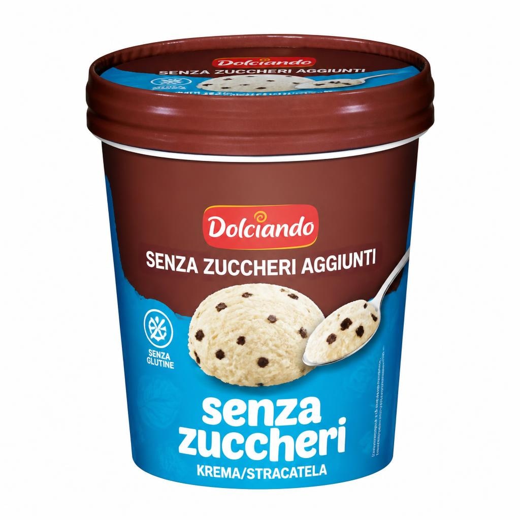 Dolciando sladoled v lončku brez dodanega sladkorja, krema/stracatela 250 g Akcija v trgovini Eurospin