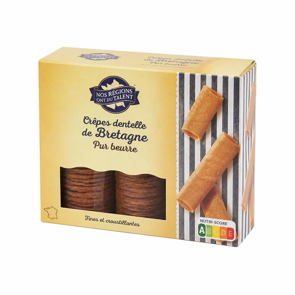 Bretonske hrustljavke palačinke 120 g ali s temno čokolado 100 g Nos Régions Ont Du Talent - Akcija v trgovini E.Leclerc