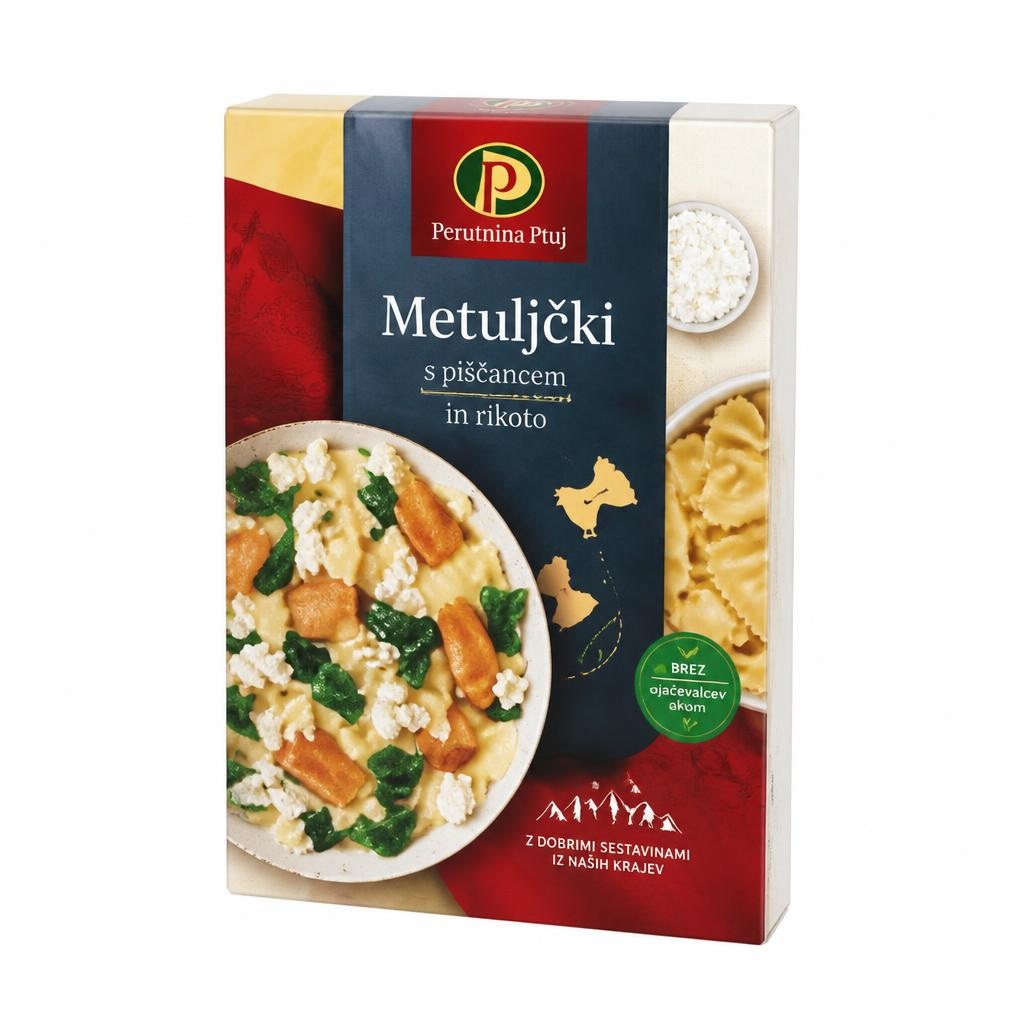 Metuljčki s piščancem in rikoto Perutnina Ptuj 380 g - Akcija v trgovini Mercator