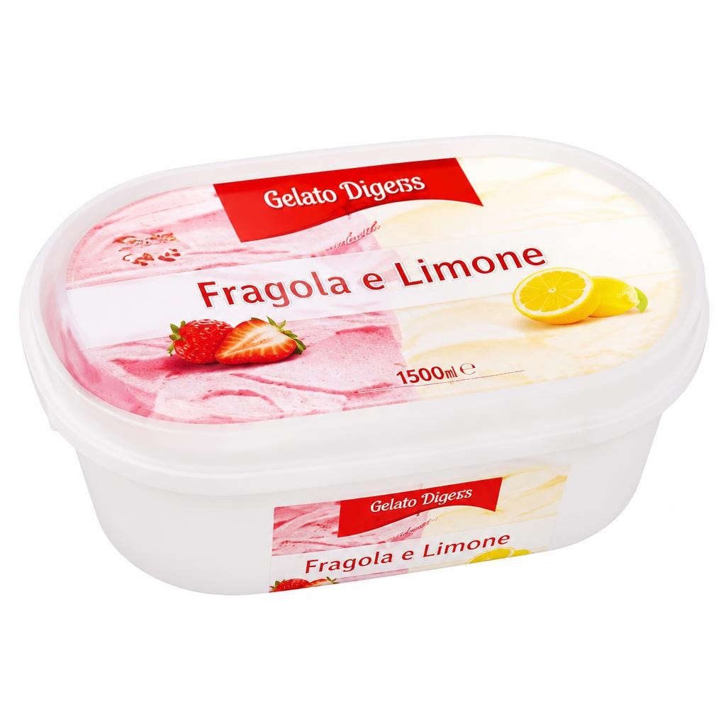 Sladoled v banjici, jagoda in limona 500 g - Akcija v trgovini Eurospin