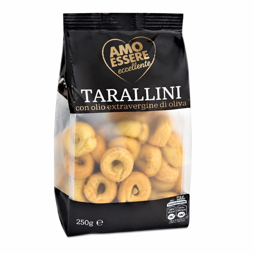 Amo Essere prigrizek Tarallini z ekstra deviškim oljčnim oljem 250 g Akcija v trgovini Eurospin