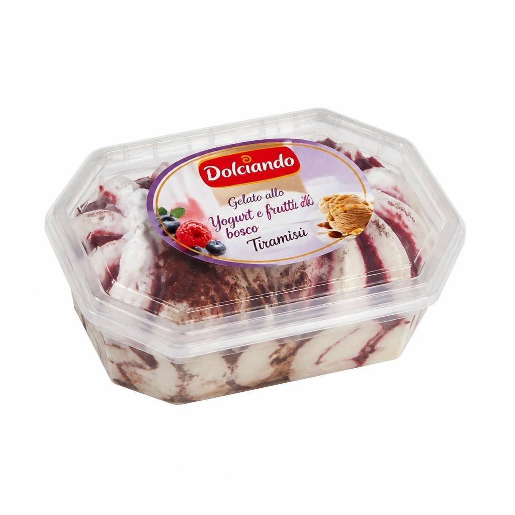 Dolciando sladoled v banjici, jogurt in gozdni sadeži / tiramisu 500 g Akcija u trgovini Eurospin