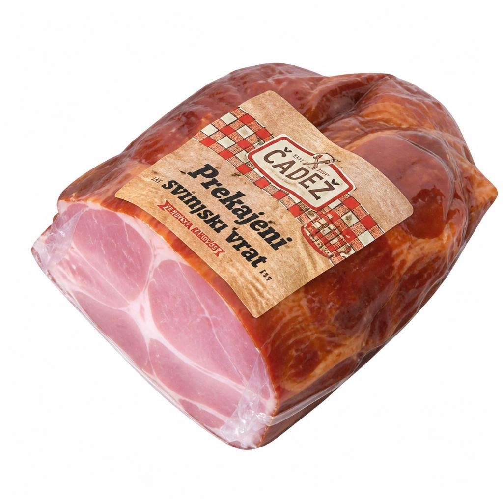 Prekajeni svinjski vrat Čadež cena za kg Akcija v trgovini E.Leclerc