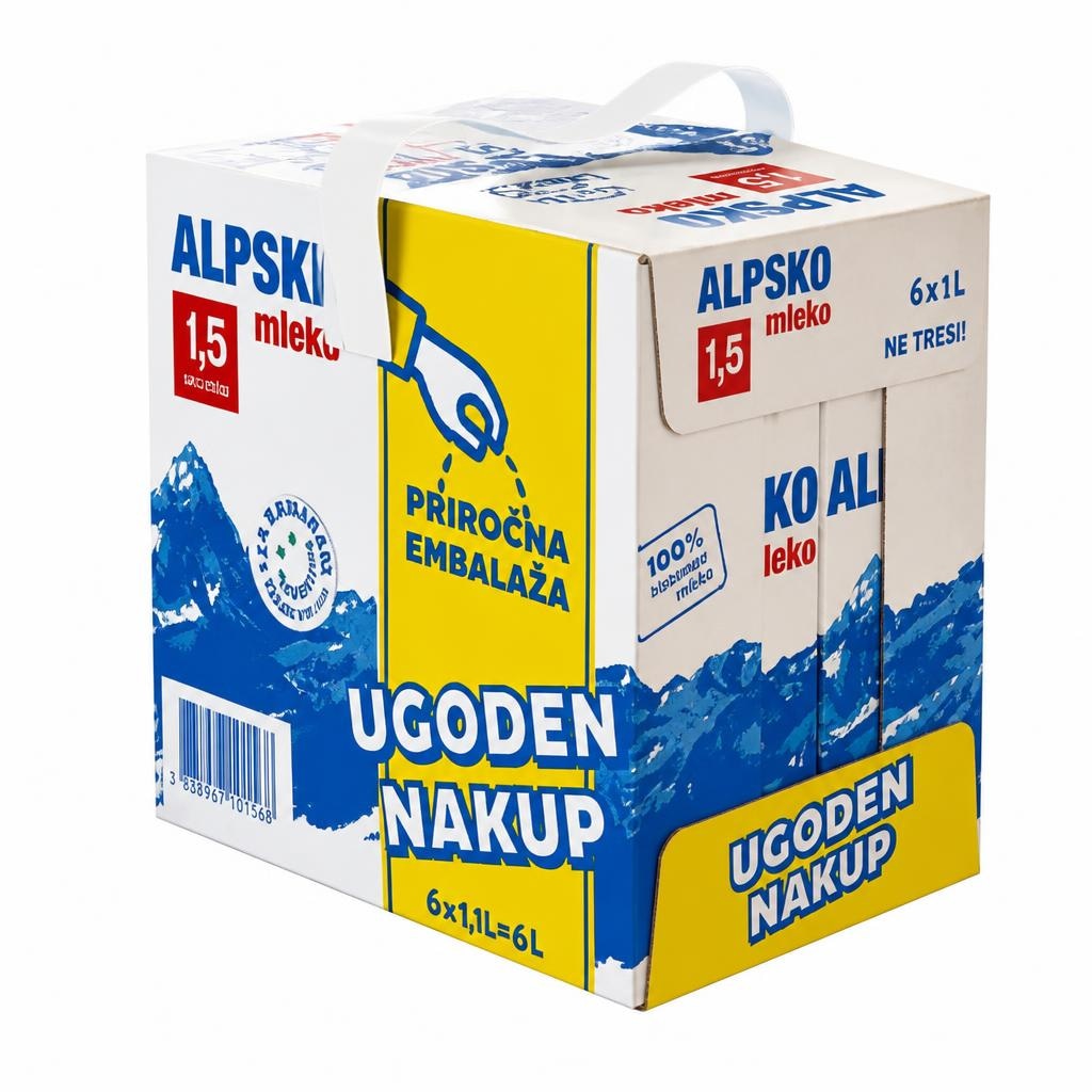 Alpsko mleko 6 x 1 L Akcija v trgovini Mercator