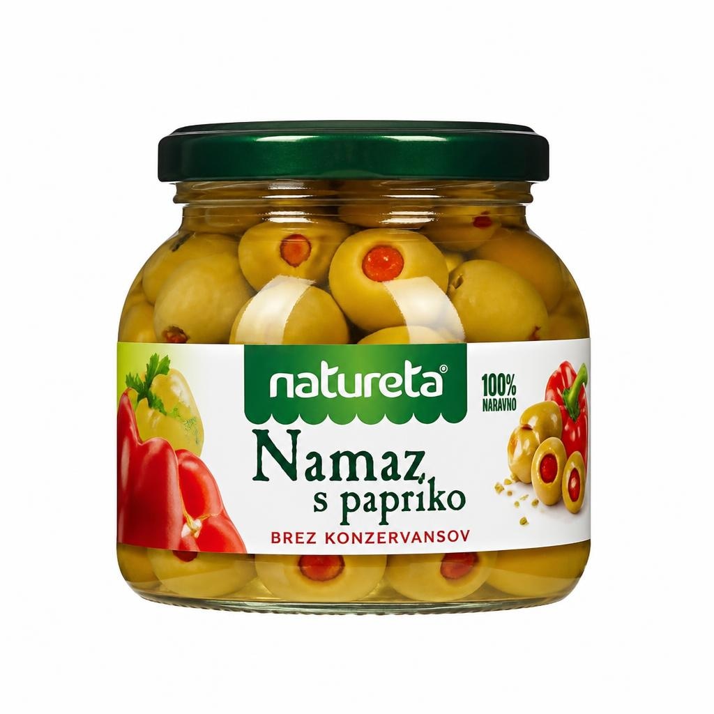 Zelene olive Natureta polnjene s papriko 290 g Akcija v trgovini Mercator