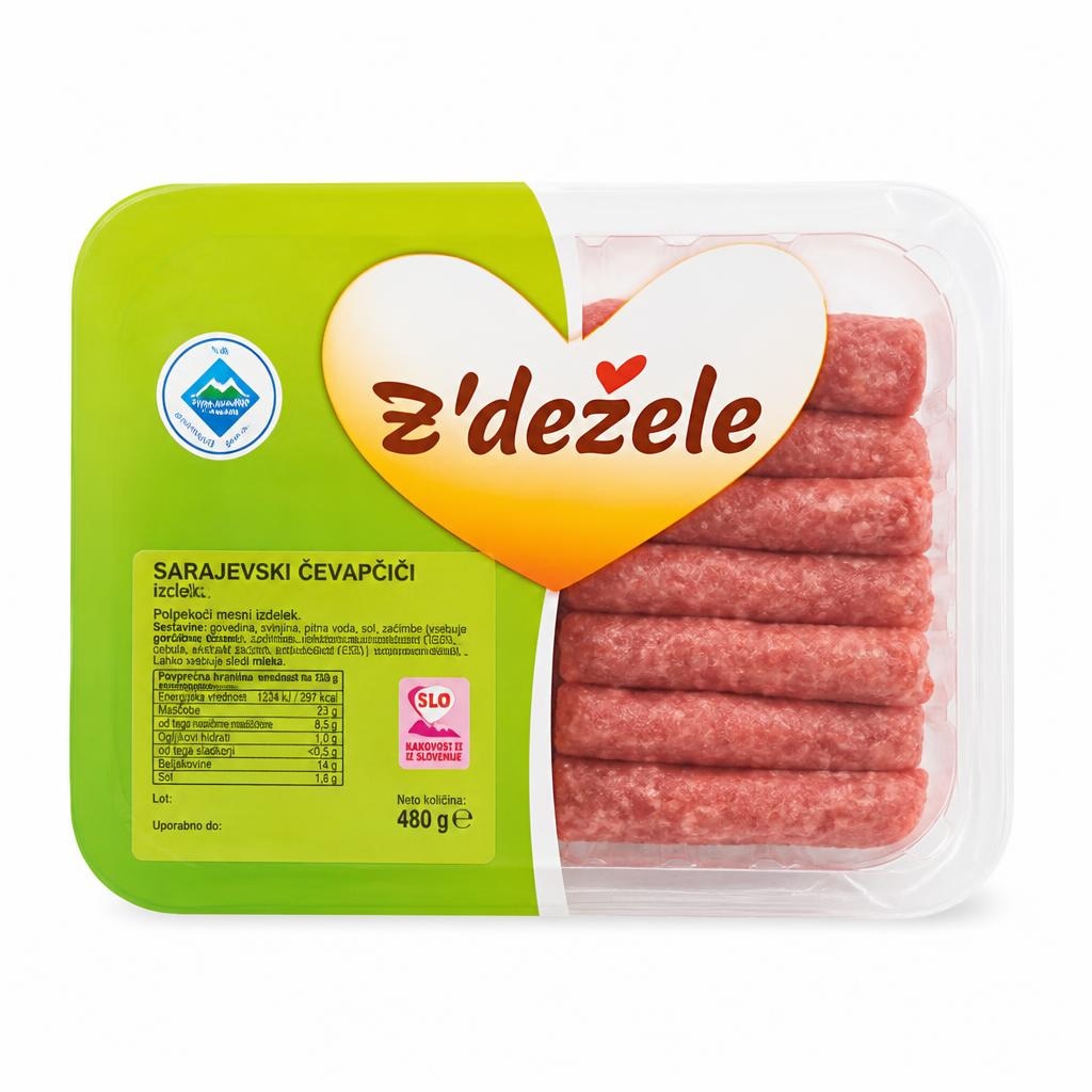 Sarajevski čevapčiči Z'dežele 480 g - Akcija v trgovini E.Leclerc