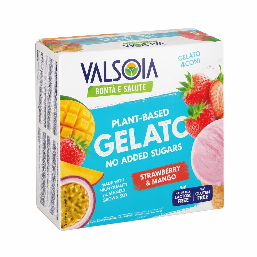 Sladoled Valsoia jagoda in mango 4 x 70 g Akcija v trgovini Spar