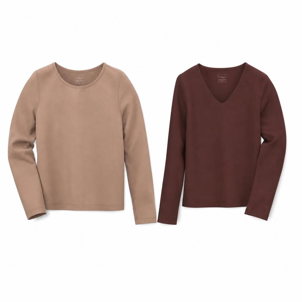 Ženska majica na okrogli ali V izrez Tisjaia Basics Akcija v trgovini E.Leclerc
