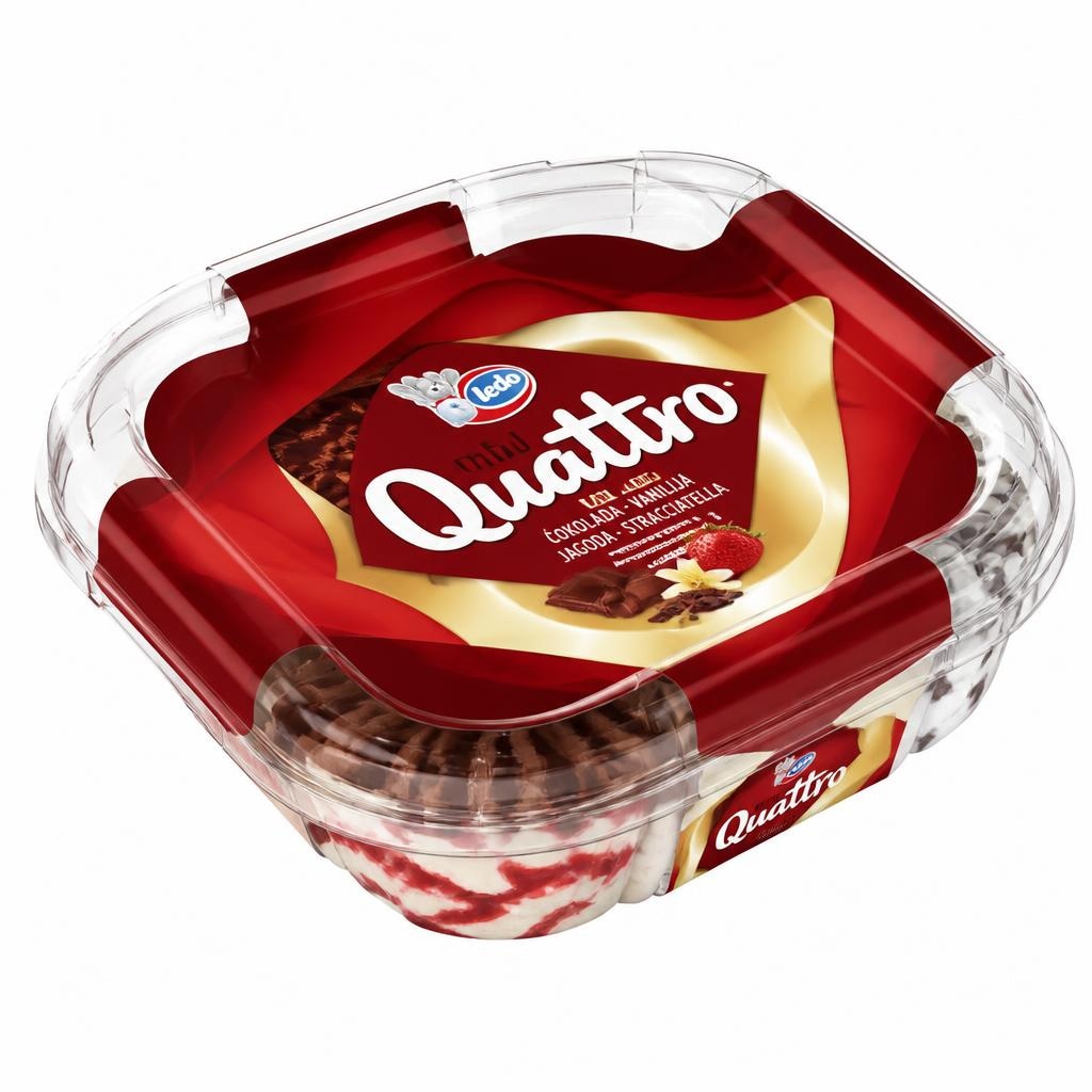 Sladoled mini Quattro Ledo 800 ml - Akcija v trgovini Mercator