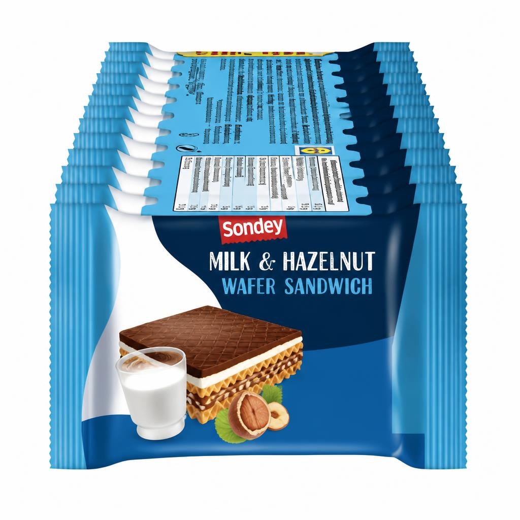 Sondey Vafelj z mlečno in lešnikovo kremo XXL 12 x 25 g - Akcija v trgovini Lidl
