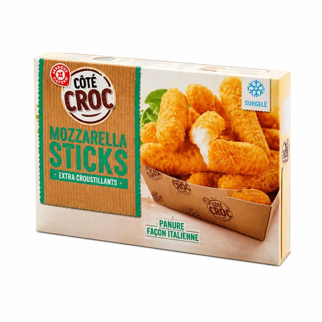 Panirane palčke Mozzarella Côte Croc 250 g - Akcija v trgovini E.Leclerc