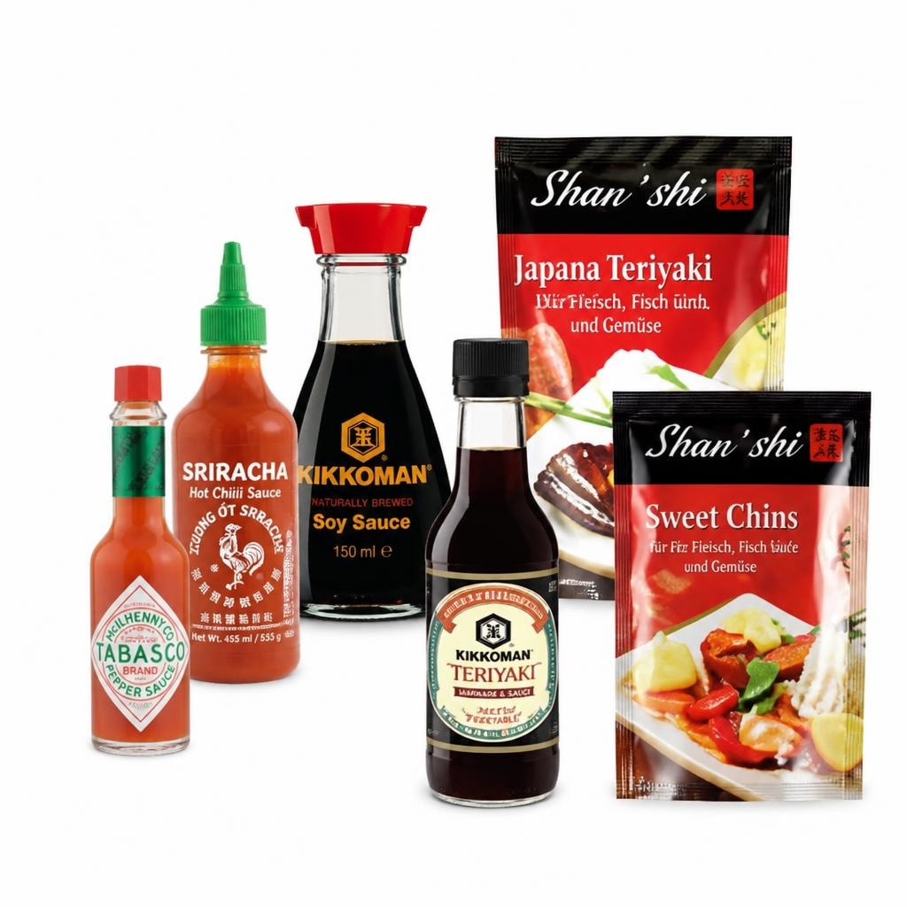Omake Tabasco, Sriracha, Kikkoman, Terijaki, Shan Shi Akcija v trgovini Mercator