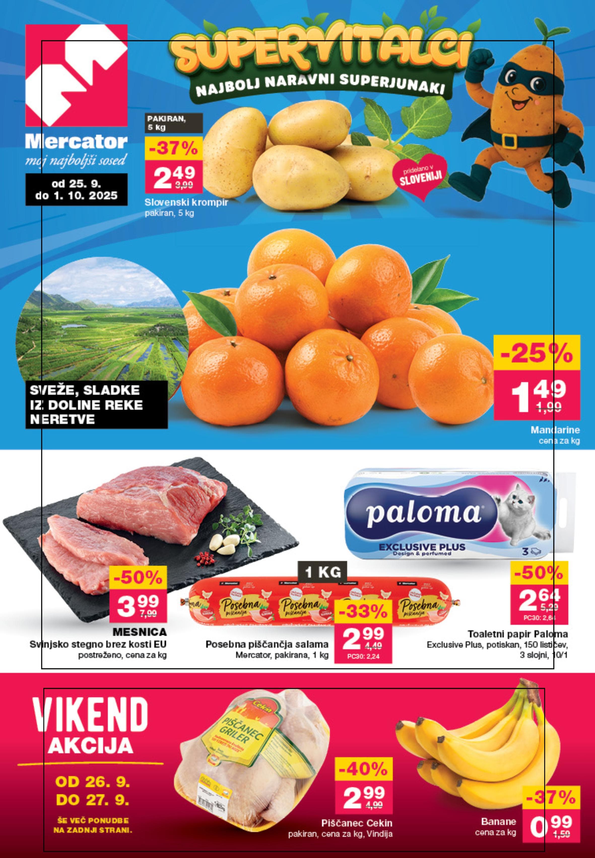 Stran 1. Mercator kataloga - Akcije od 25.09. do 01.10.2025.