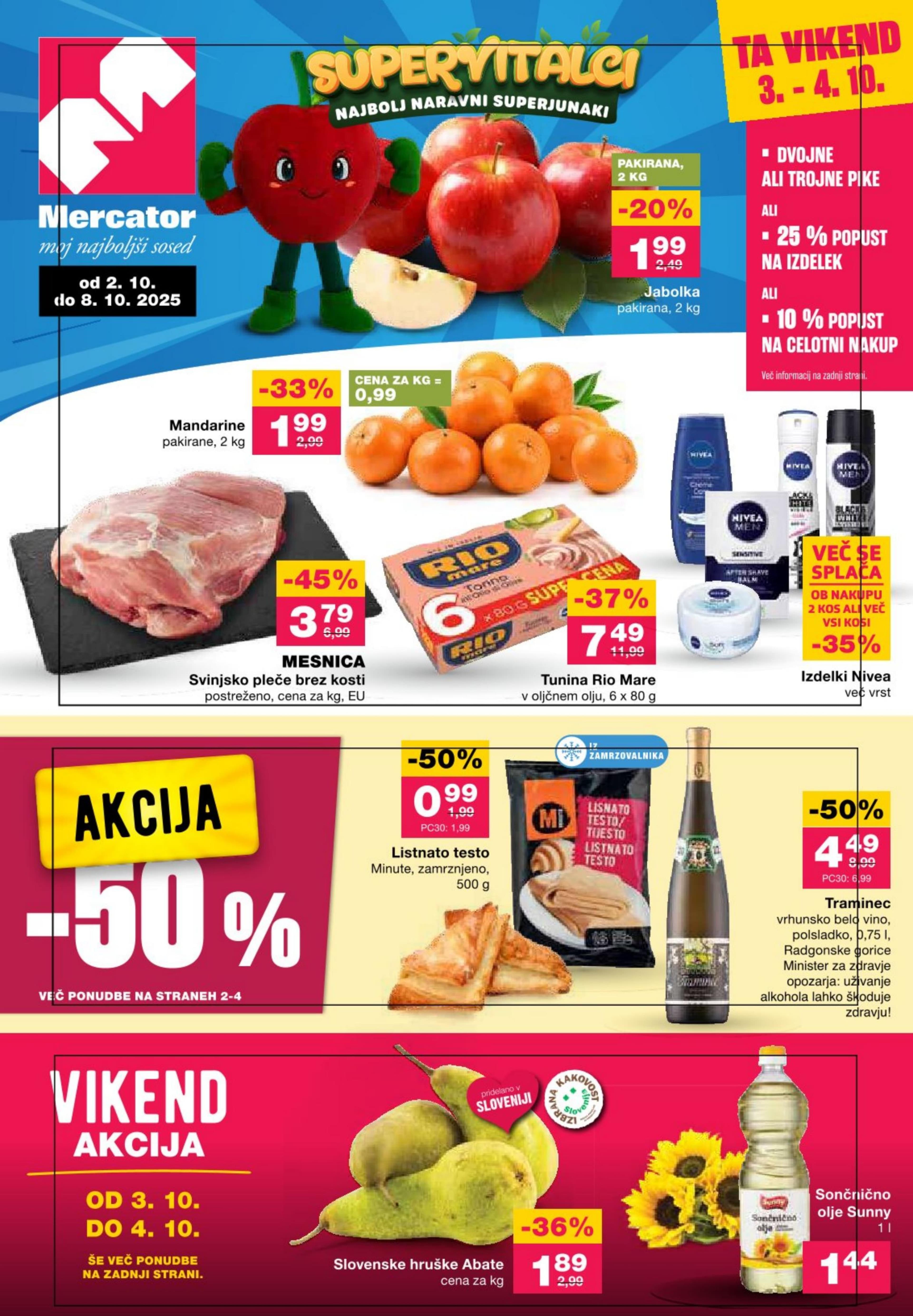 Stran 1. Mercator kataloga - Akcije od 02.10. do 08.10.2025.